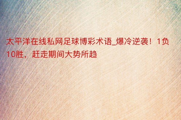 太平洋在线私网足球博彩术语_爆冷逆袭！1负10胜，赶走期间大势所趋